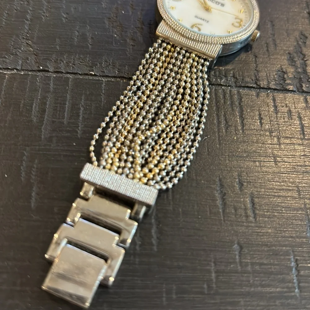 Chico’s Two Tone Fashion Chain Women's Silver Watch with Gold Accents